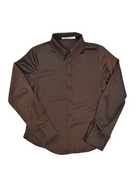 Heart of Sun Carla Button Down Top in Chocolate Satin